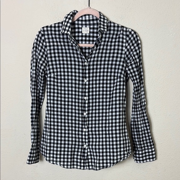 J. Crew The Perfect Shirt Button Down Gingham White Black size XS - Picture 3 of 11